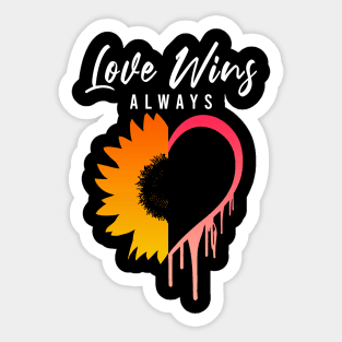 Love Always Wins Sunflower Heart Melting - Gay Pride Sticker